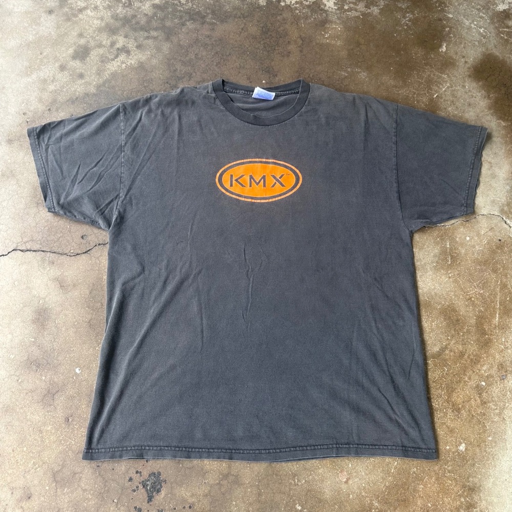 Hanes KMX T-Shirt Mens XL Black Faded Vintage Graphic Heavyweight Cotton Tee